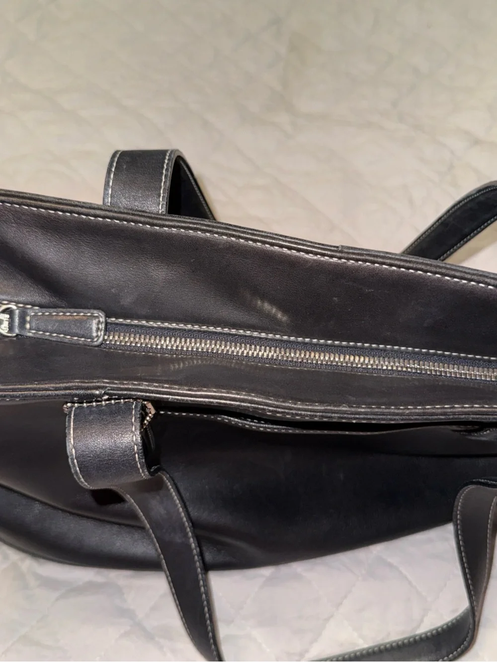 Vtg COACH HAMPTONS BLACK LEATHER XL MULTI BUSINESS TOTE BAG SATCHEL 7790 RARE!